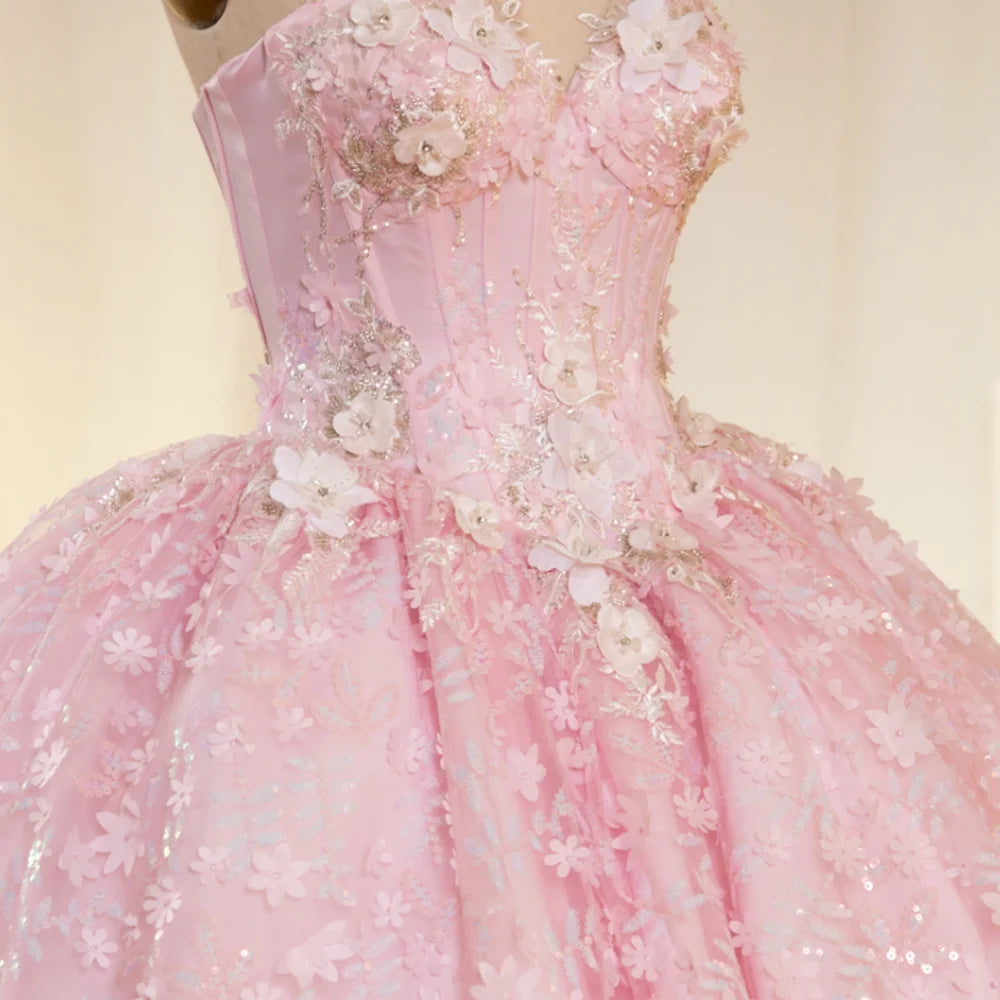 Sage Pink Quinceanera Dress Ball Gown Spaghetti Straps Lace Applique Beaded Tiered Corset Sweet 16 Party Dress