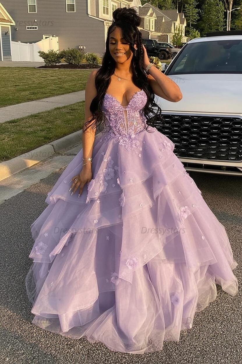 Sage Prom Dress Floral Tiered Ruffles A-Line Sweetheart Corset Long Formal Dress