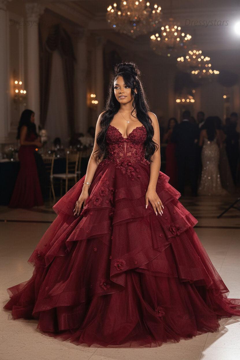 Sage Prom Dress Floral Tiered Ruffles A-Line Sweetheart Corset Long Formal Dress