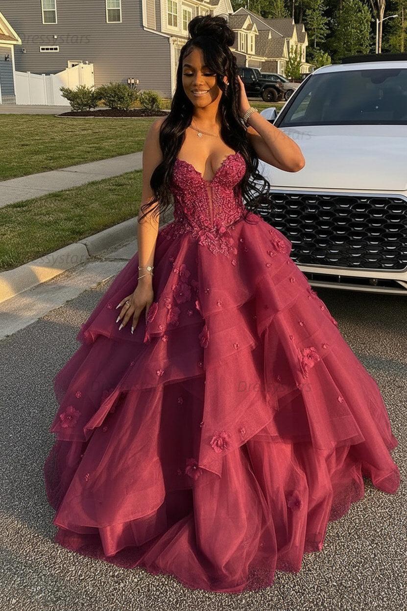 Sage Prom Dress Floral Tiered Ruffles A-Line Sweetheart Corset Long Formal Dress