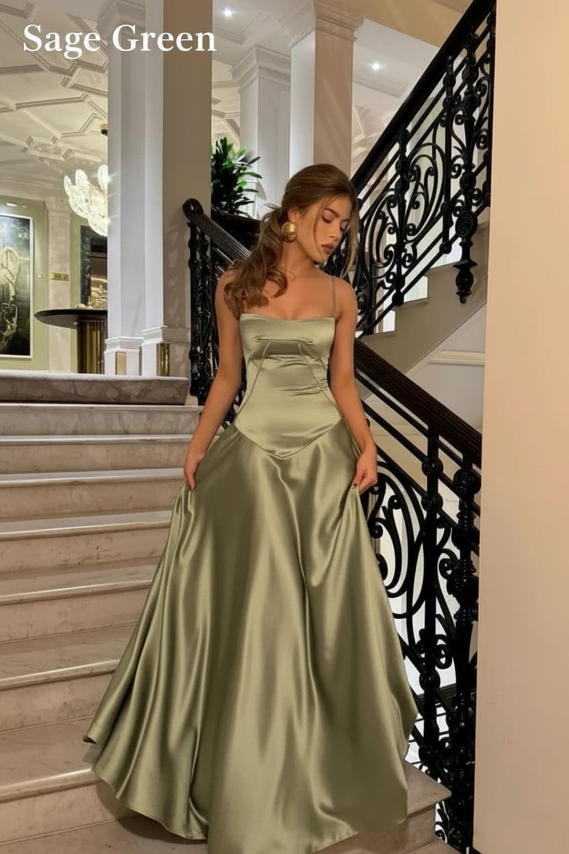Dressystars Brown Luxe Silk-Look Long Evening Dress With Fitted Bodice Formal Evening Gown