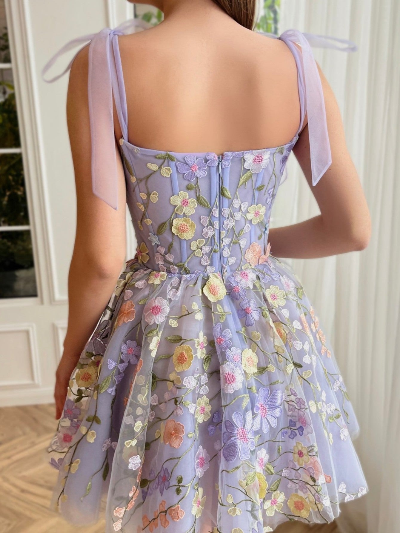Sarah Homecoming Dress Pretty A Line Lilac with 3D FlowersShort Party Cocktail Dress