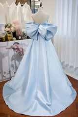 Satin Blue Prom Dress Long Formal Dress Evening Dress
