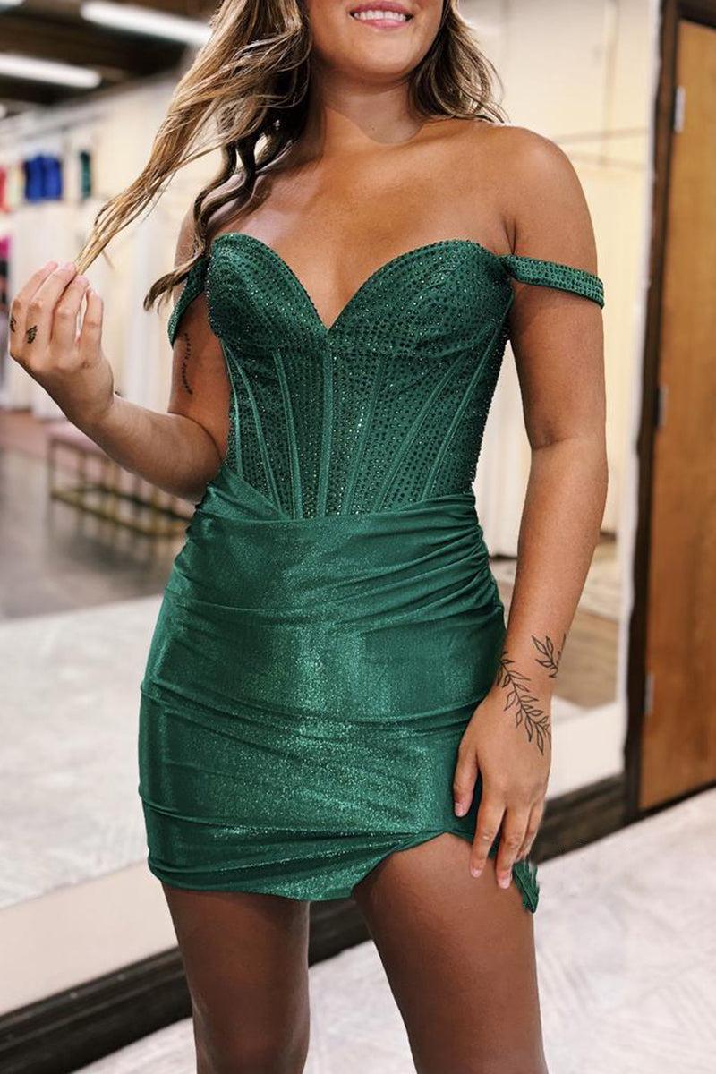 Satin Homecoming Dress Fitted Off Shoulder Ruched Delicate Beading Sho Dressystars Satin Homecoming Dress Fitted Off Shoulder Ruched Delicate Beading Sho Dressystars