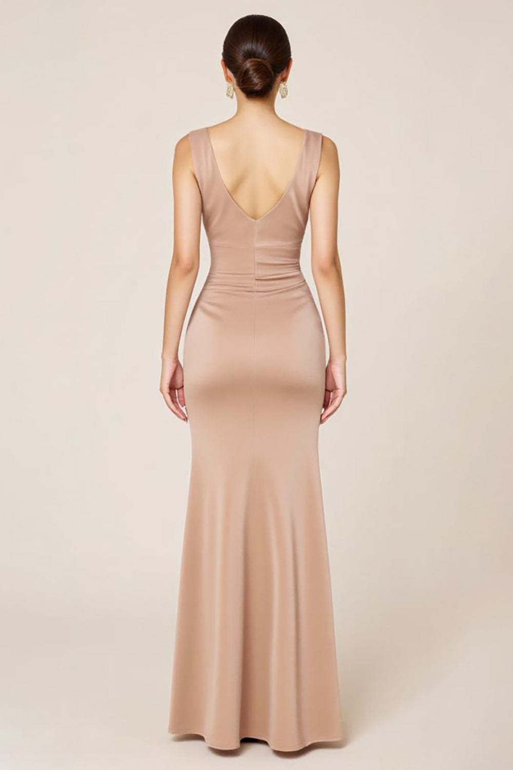 Satin Prom Dress Sheath Boat Neck Long Formal Dress With Slit