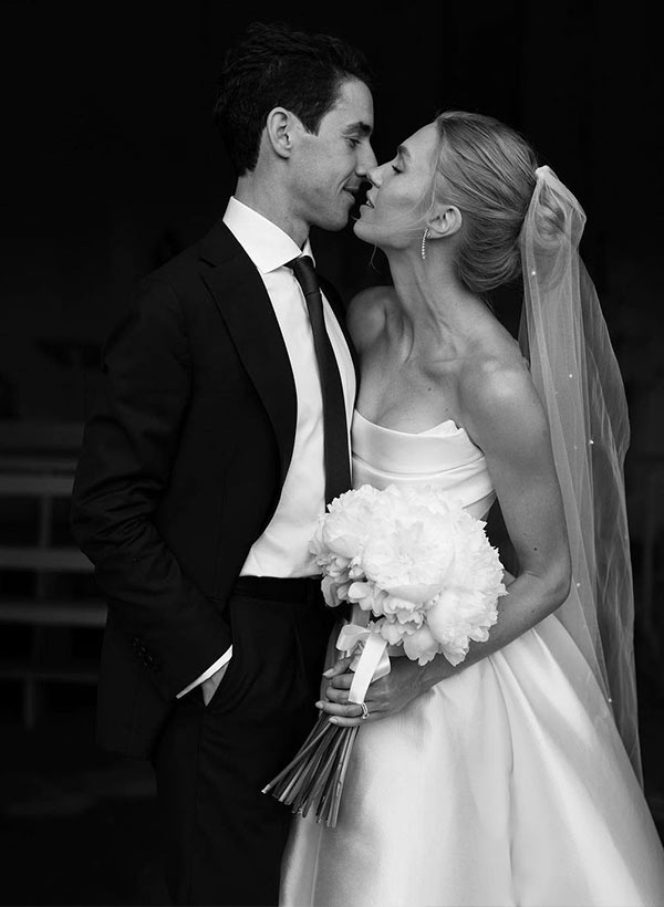 Satin Strapless Ball Gown Wedding Dress with Sweep Train