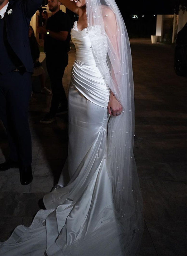 Satin Wedding Dress With Beading