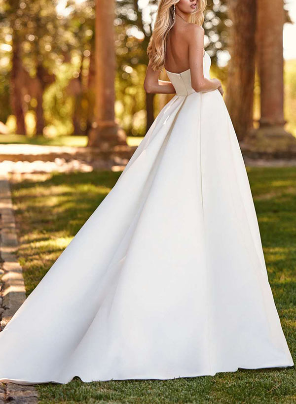 Satin Wedding Dress With Split Front