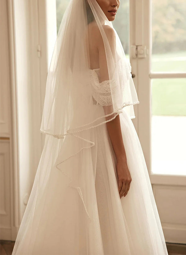 Sequined Wedding Dress with A Line Off The Shoulder Long Sleeves