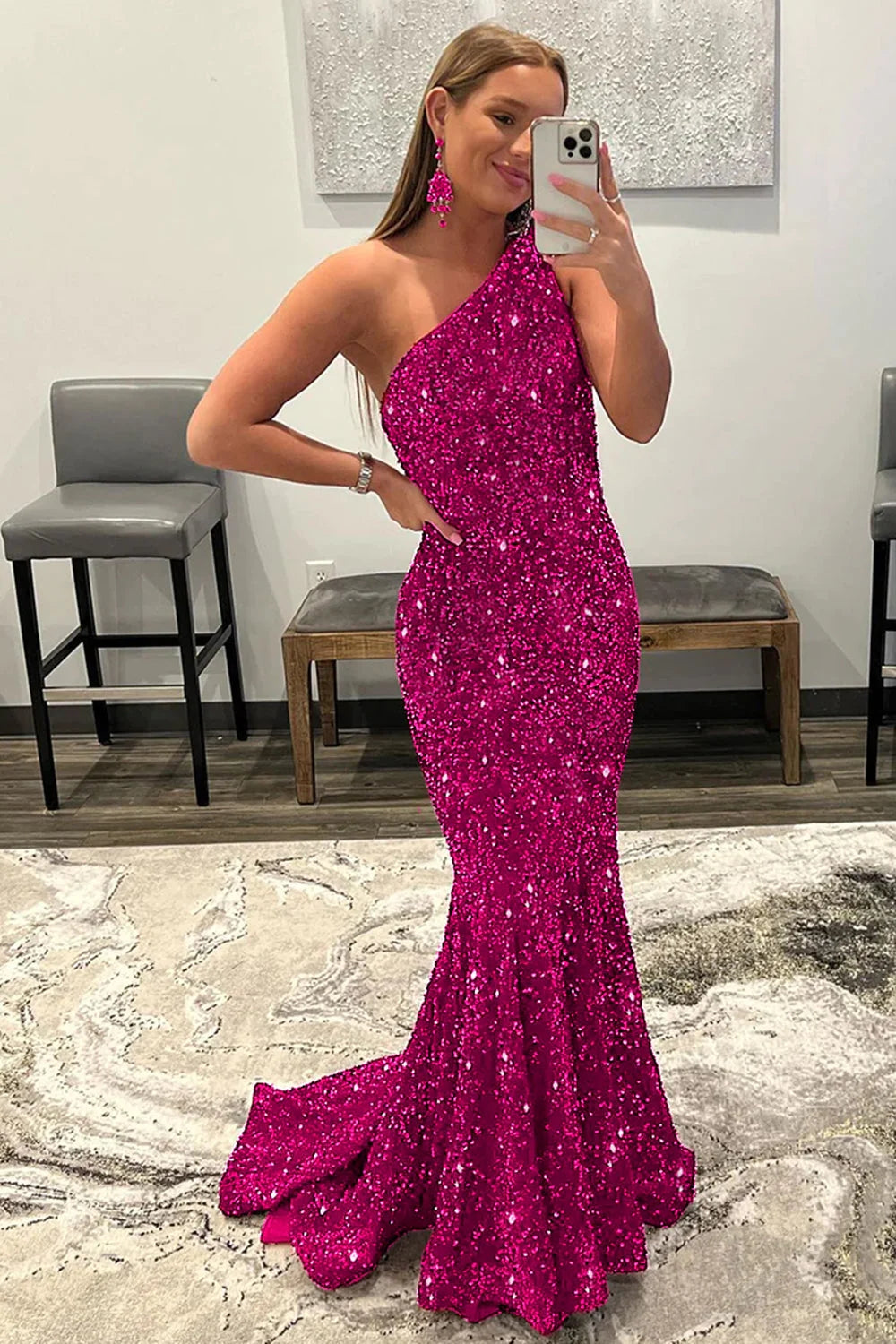 Sequins Prom Dress Mermaid Long Evening Dress