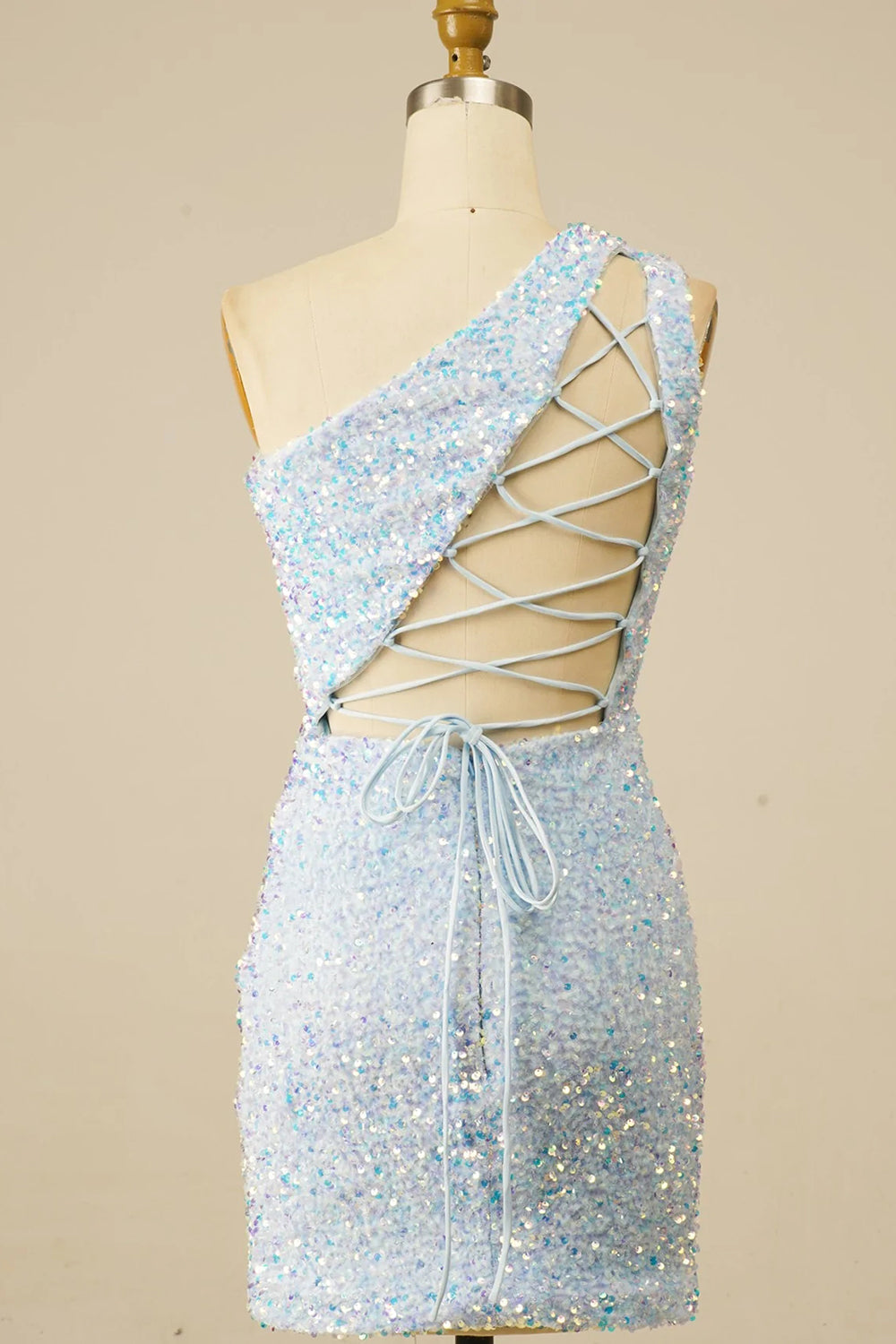 Sheath One Shoulder Royal Blue Homecoming Dresses Sequin Short Cocktail Dresses