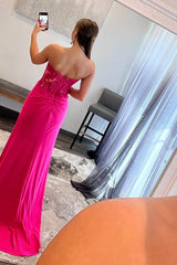 Sheath Prom Dress Strapless Sweetheart Collar Long Evening Dress with Split