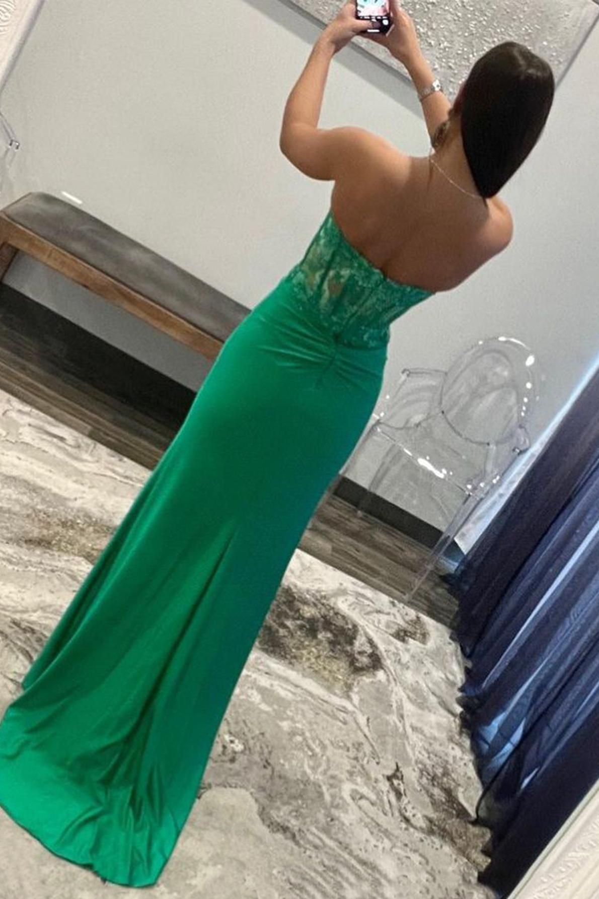 Sheath Prom Dress Strapless Sweetheart Collar Long Evening Dress with Split