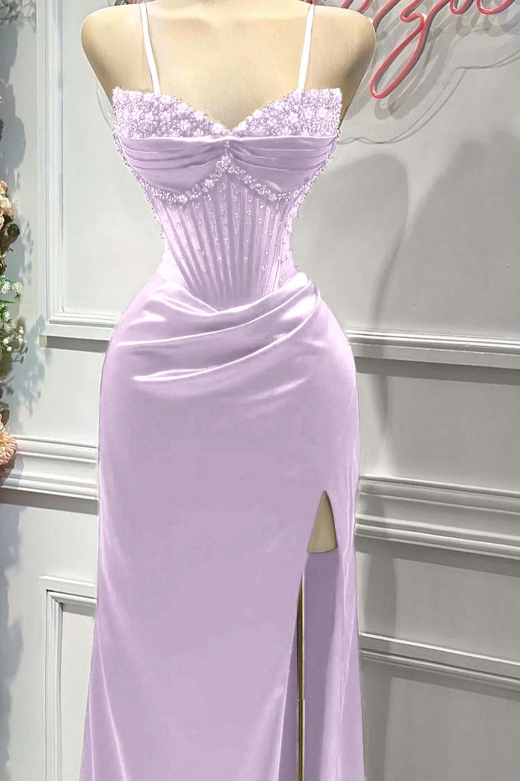 Sheath/Column Prom Dress Sleeveless Spaghetti Straps Formal Dress With Beadings and Rhinestones