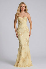 Sheath/Column Spaghetti Straps Floor-Length Bridesmaid Dresses with Applique