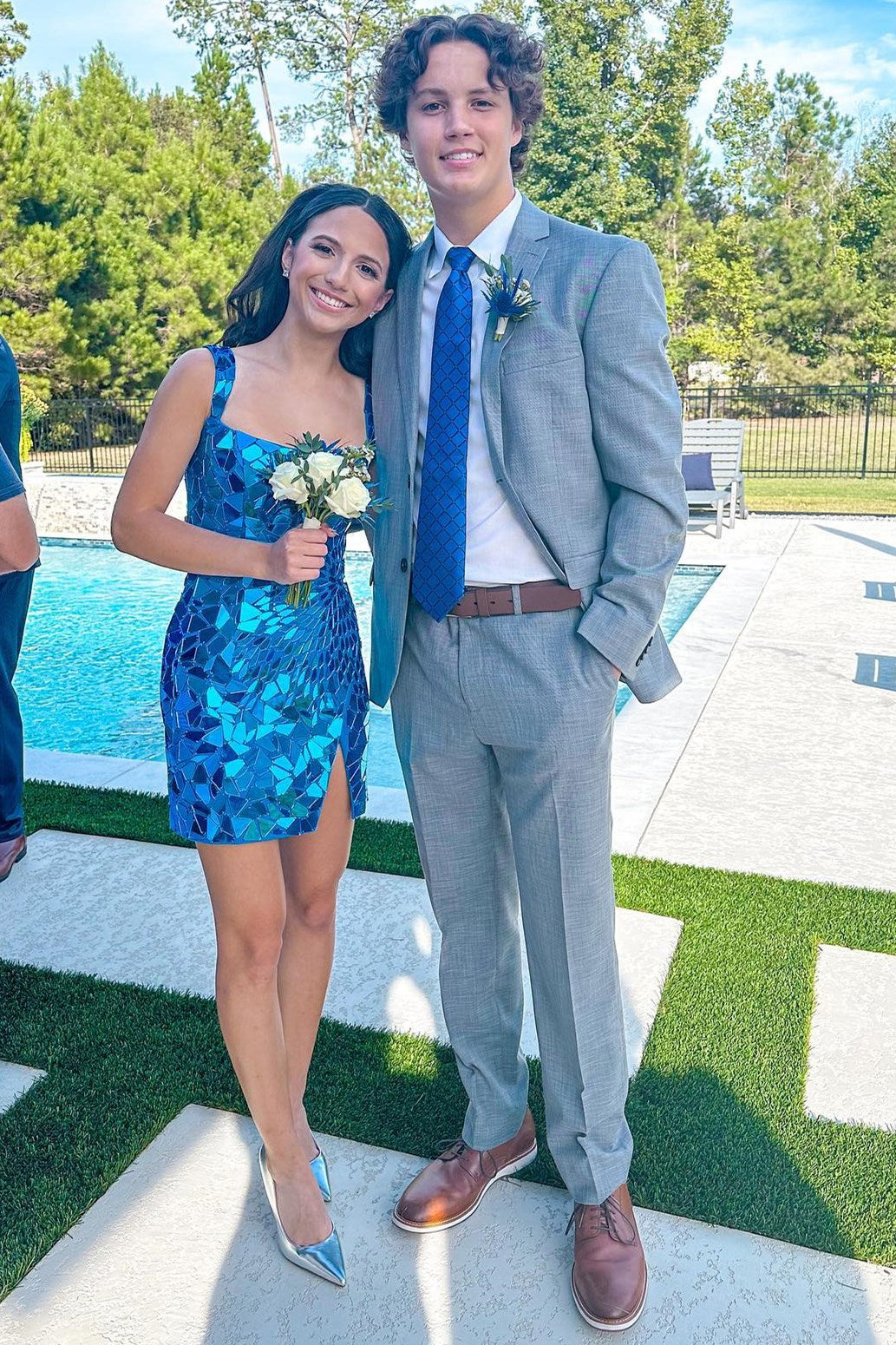 Shiny Homecoming Dress Silver Scoop Neck Mirror Bodycon Short Party Cocktail Dress