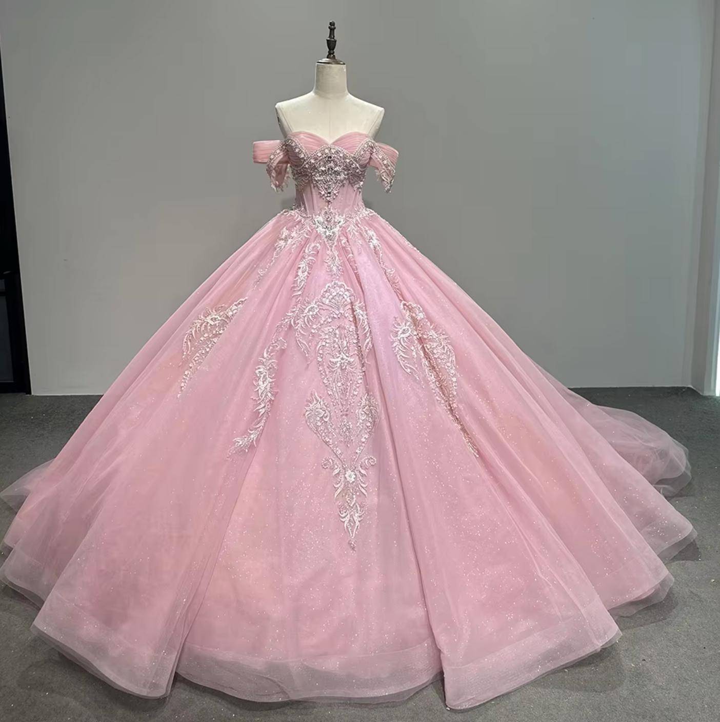 Short Sleeves Quinceanera Pink Dress Ball Gown Sweet 16 Dress
