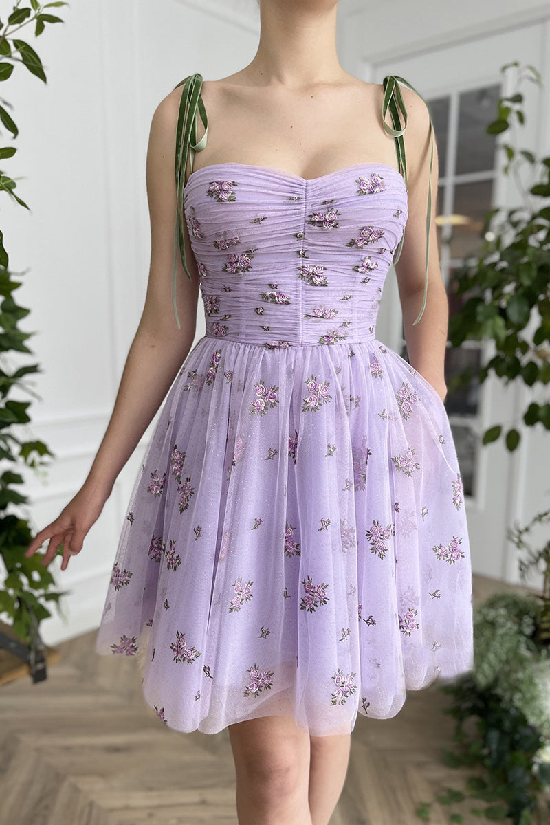 Shoulder Homecoming Dress straps Pleats Vintage with Pockets Short Party Cocktail Dress