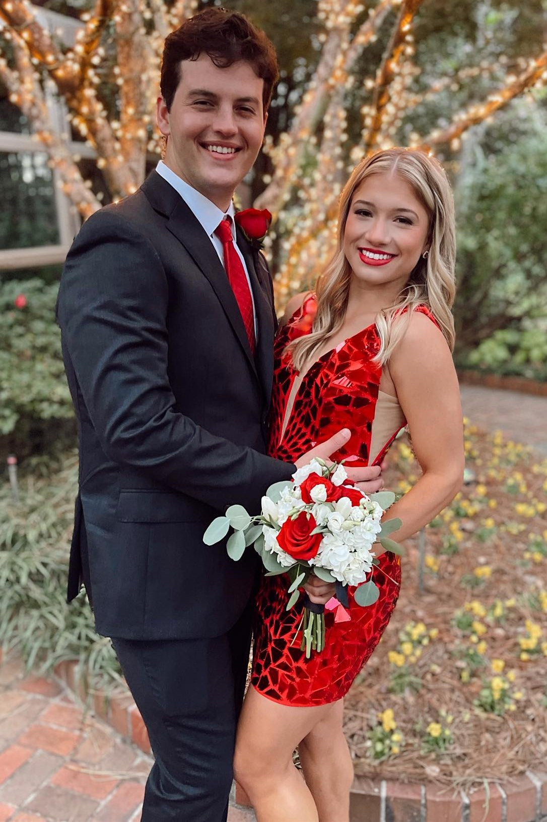 Silver Homecoming Dress Cut Glass Mirrors Plunge V Party Short Party Cocktail Dress