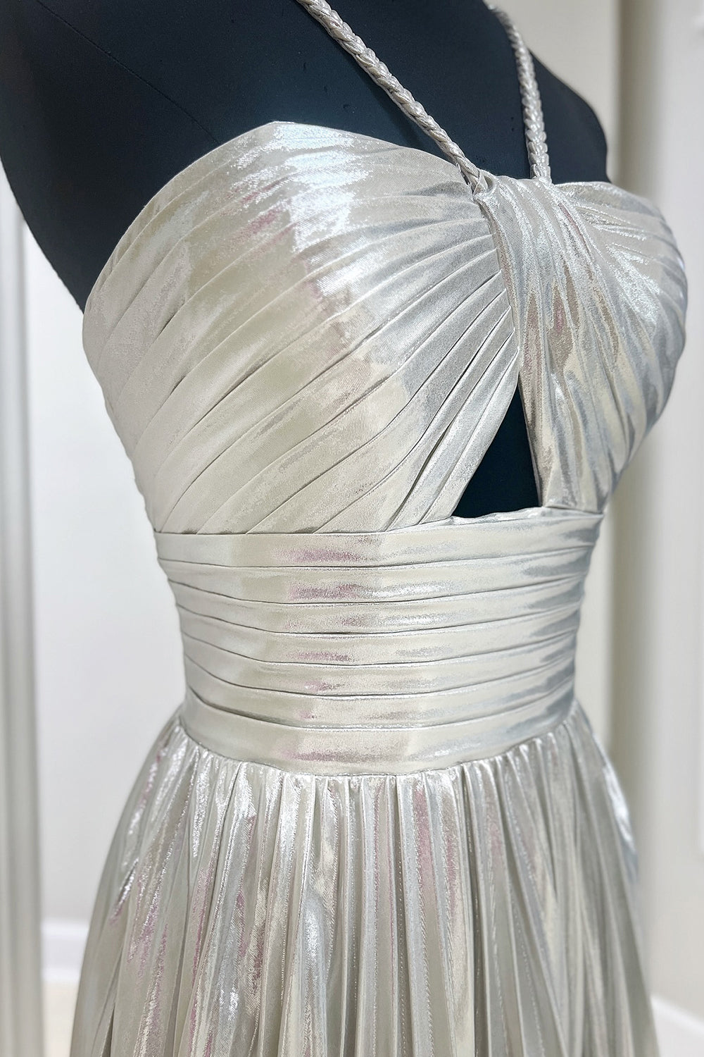 Silver Homecoming Dresses A Line Halter Short Cocktail Dresses