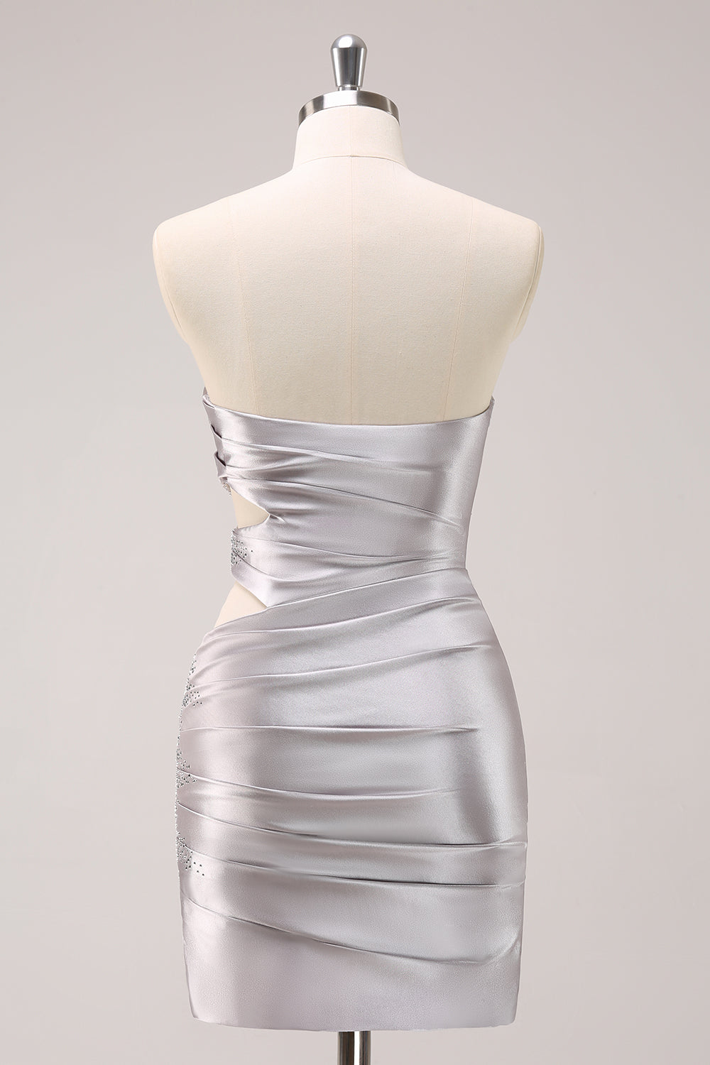 Silver Homecoming Dresses Beaded Short Tight Cocktail Dresses