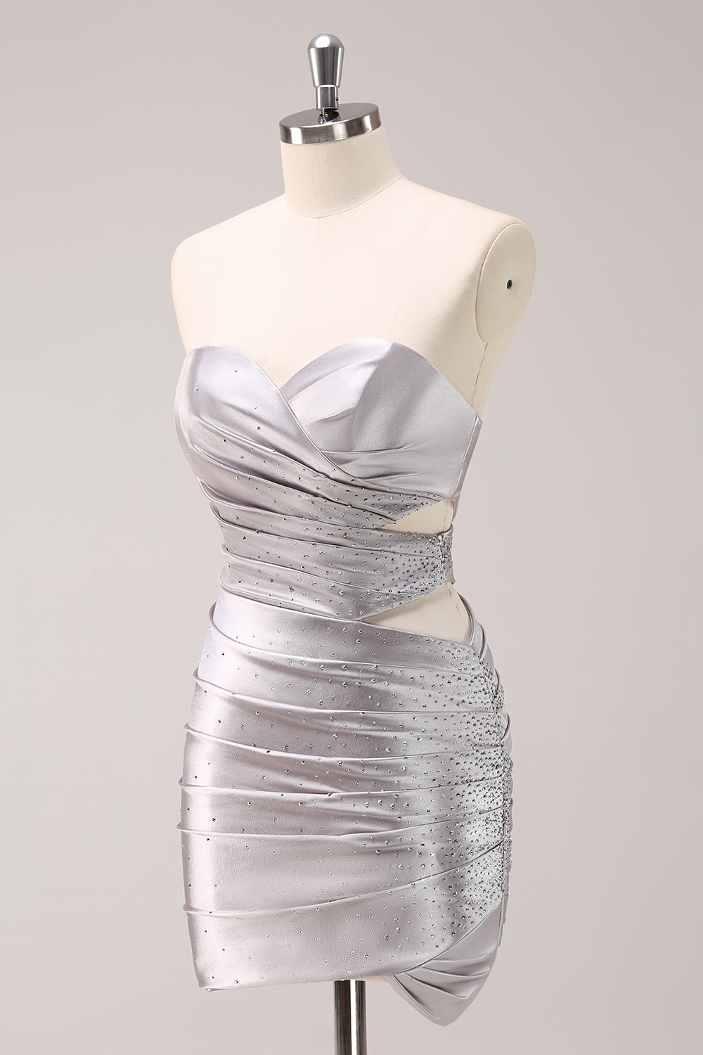Silver Homecoming Dresses Beaded Short Tight Cocktail Dresses