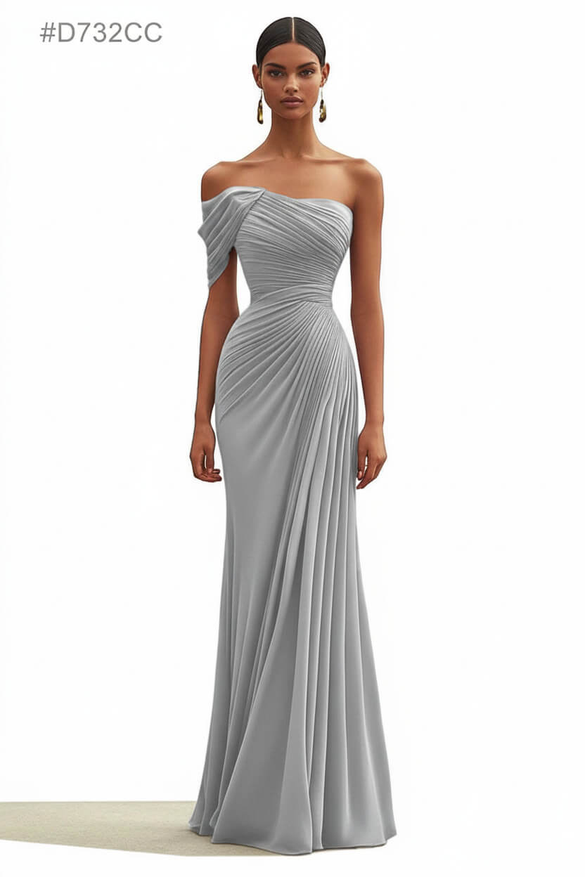 Dressystars One Shoulder Ruched Mermaid Dark Green Wedding Guest Dress Long Formal Dress