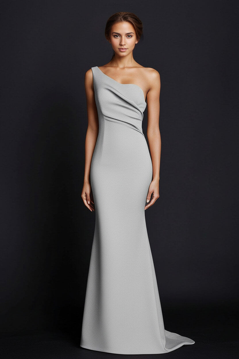 Dressystars One Shoulder Khaki Wedding Guest Dress Mermaid Long Formal Dress