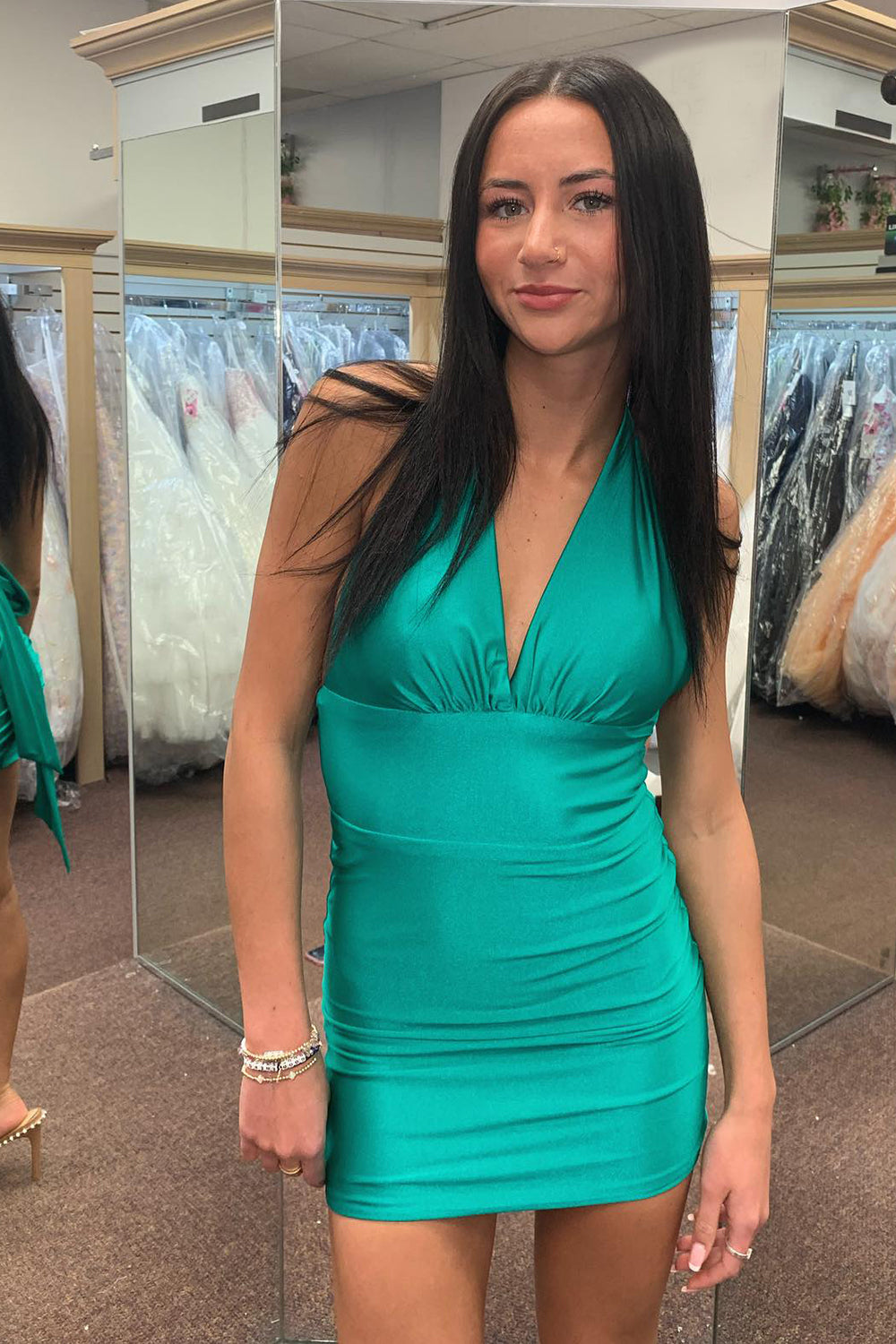 Simple Black Homecoming Dresses Halter Backless Tight Short Satin Cocktail Dresses