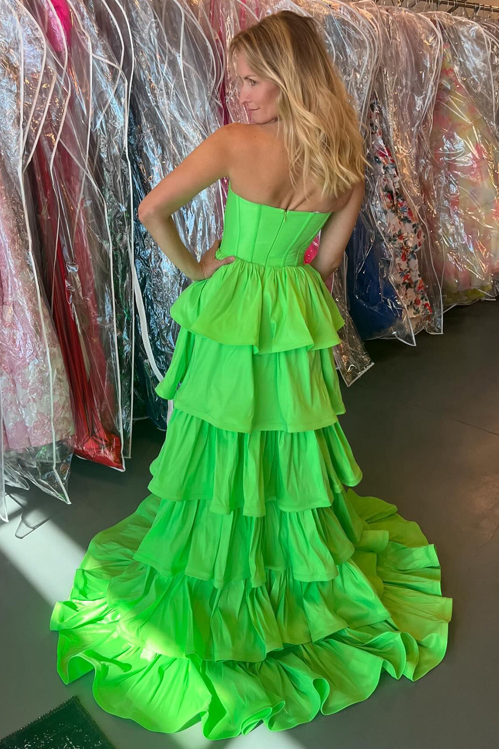 Simple Black Prom Dress A Line Corset Sweetheart High Low Tiered Evening Dress