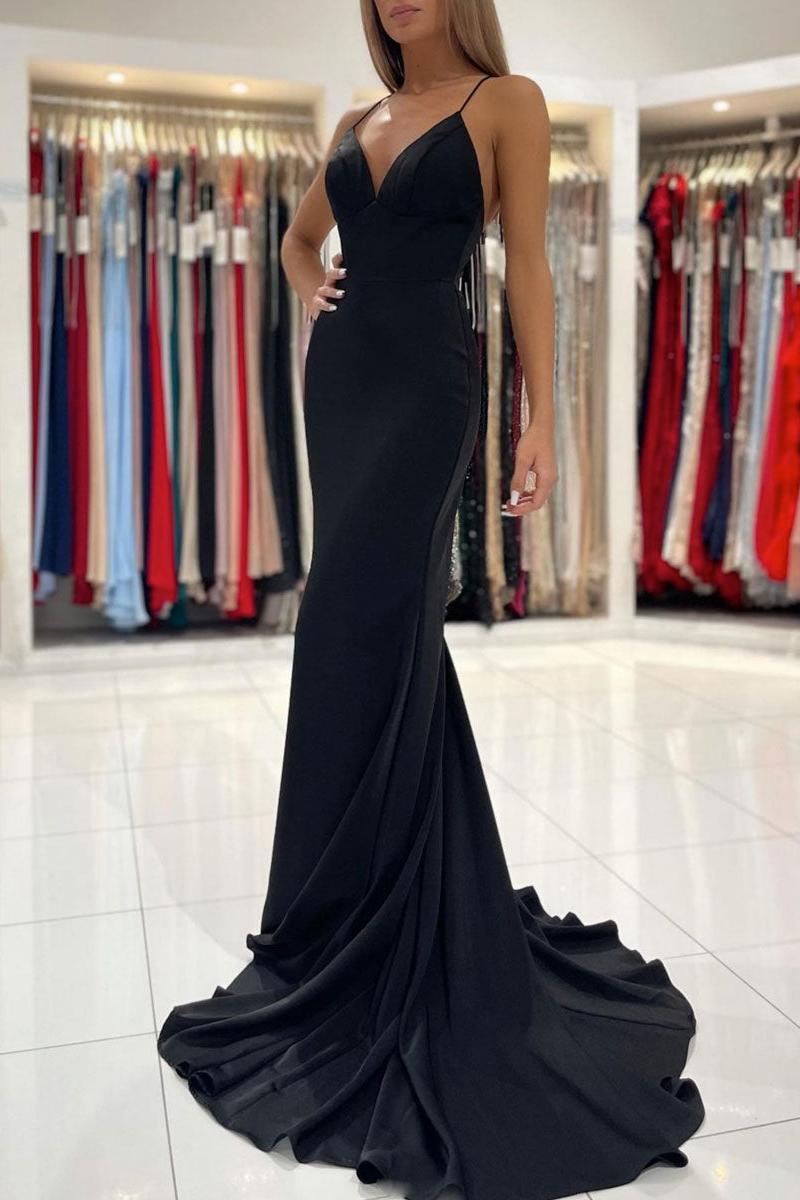 Simple Black Prom Dress Mermaid Long Formal Evening Dress