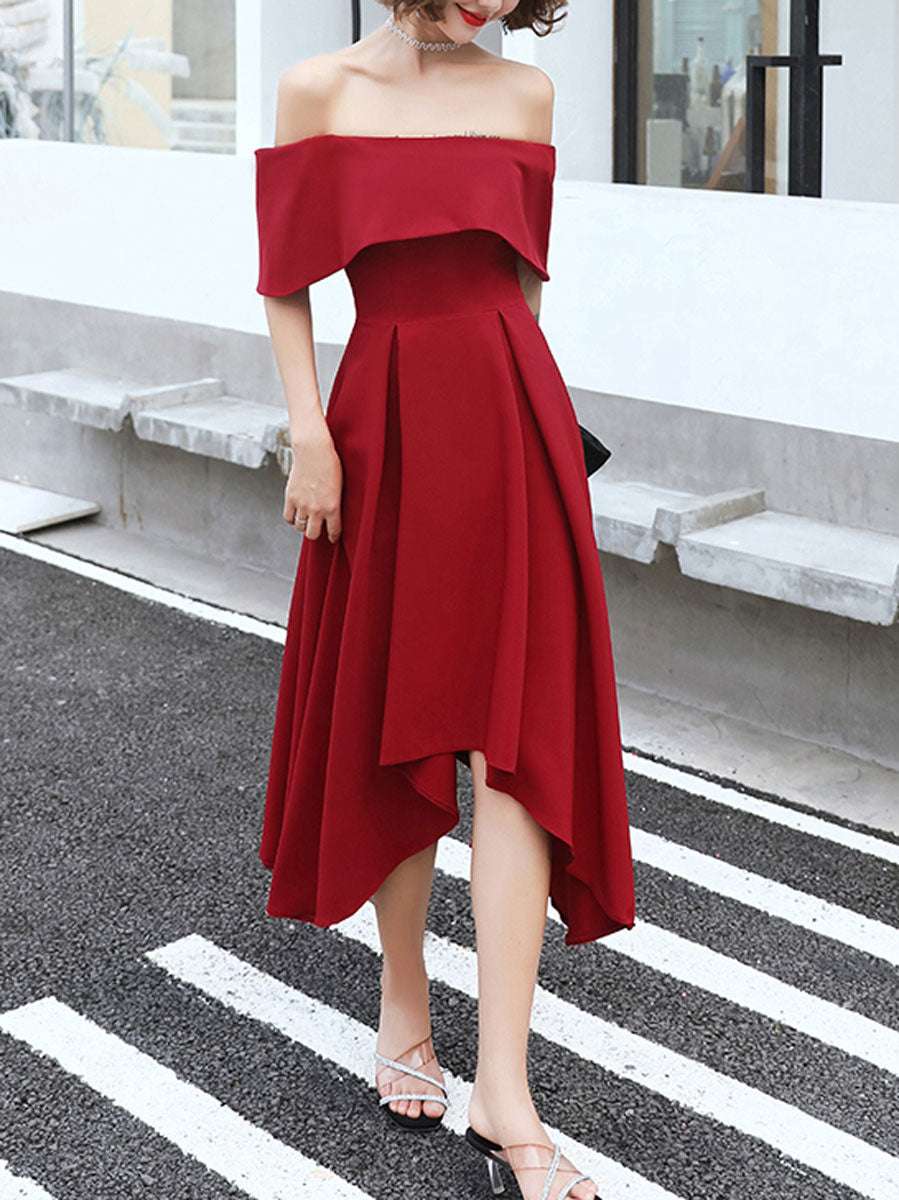Simple Burgundy Prom Dress Evening Dress