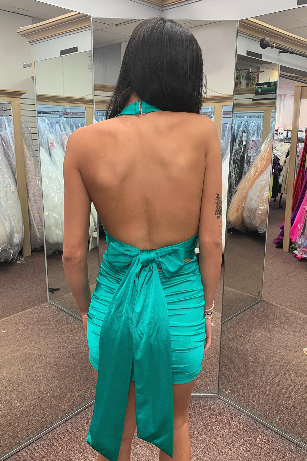 Simple Fuchsia Homecoming Dresses Convertible Wear Satin Tight Short Cocktail Dresses