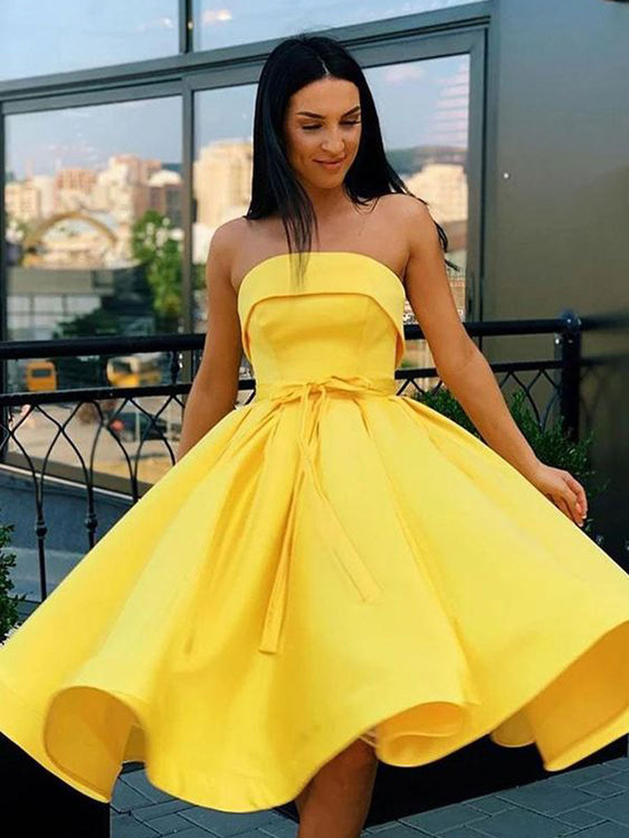 Simple Homecoming Dress Satin Pink Short Party Cocktail Dress