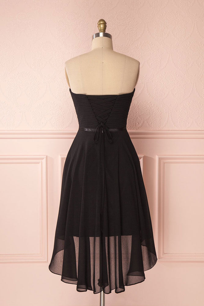 Simple Homecoming Dress Sweetheart Neck Chiffon Black Short Party Cocktail Dress