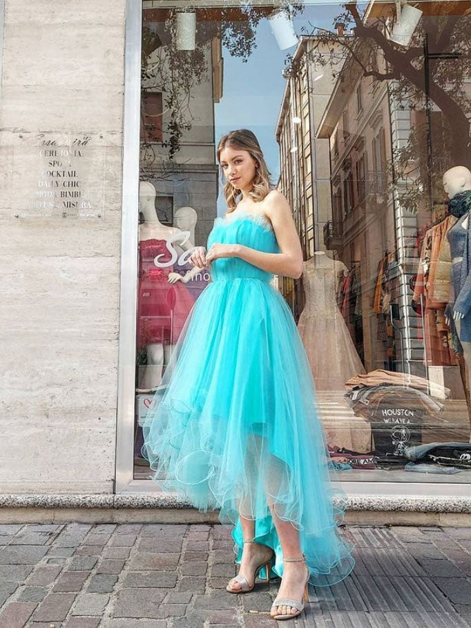 Simple Homecoming Dress Tulle High Low Party Cocktail Dress
