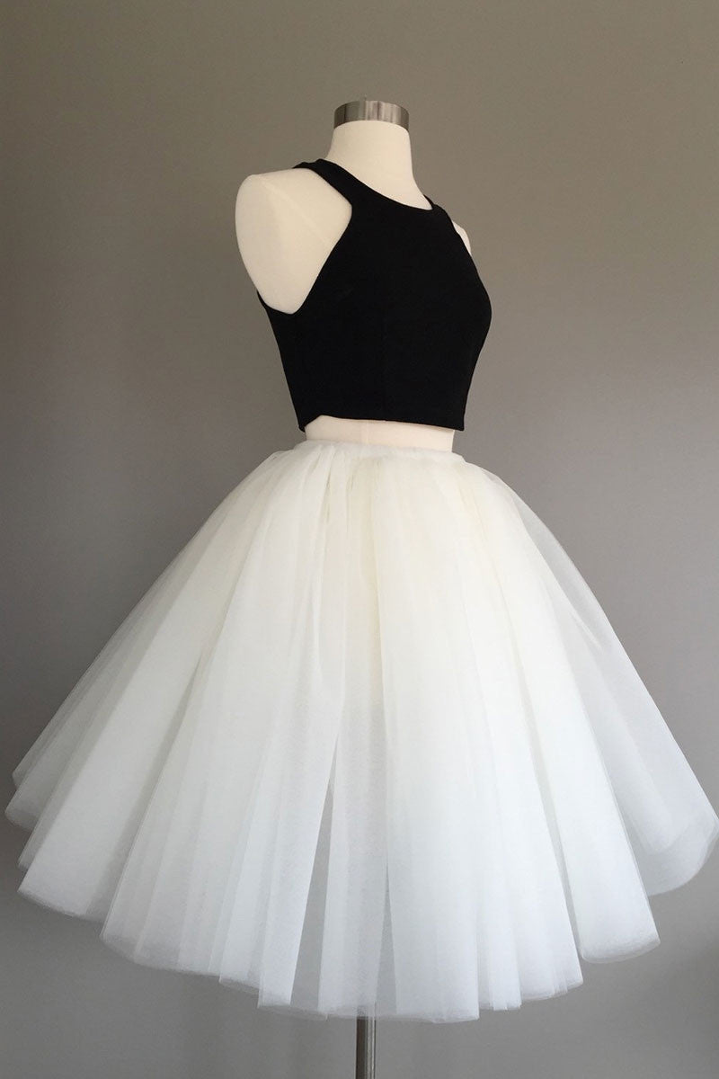 Simple Homecoming Dress Two Pieces Tulle Cute Short Party Cocktail Dress