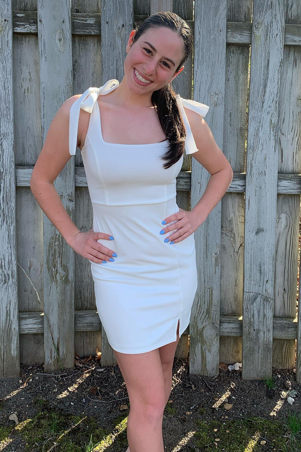 Simple Homecoming Dresses Tight Cocktail Dresses with Slit