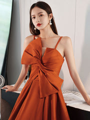 Simple Orange Prom Dress Satin Long A Line Formal Evening Dress