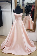 Simple Pink Prom Dress Satin Long Formal Gown Evening Dress