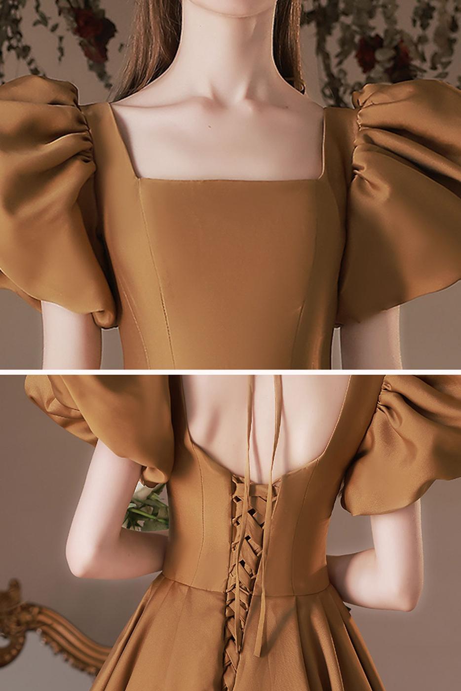 Simple Square Neckline Prom Dress Satin Long Formal Evening Dress