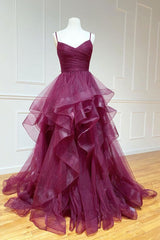 Simple Sweetheart Prom Dress Tulle Long Prom Gown Formal Evening Dress