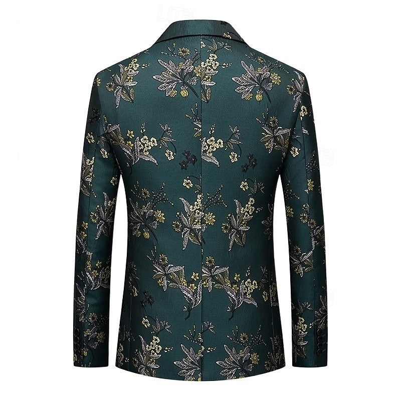 Single Breasted Floral Print Blazer For Men - Tailored Fit Wedding Suits