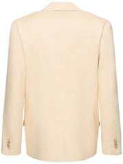 Single-Breasted Men's Cream Suit With Peaked Lapel Four Buttons And Pockets For Business Or Casual Wear