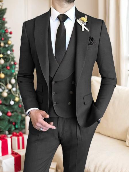 Single-Breasted One-Button Tailored Fit 3-Piece Wedding Suit For Men