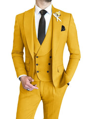 Single-Breasted One-Button Tailored Fit 3-Piece Wedding Suit For Men
