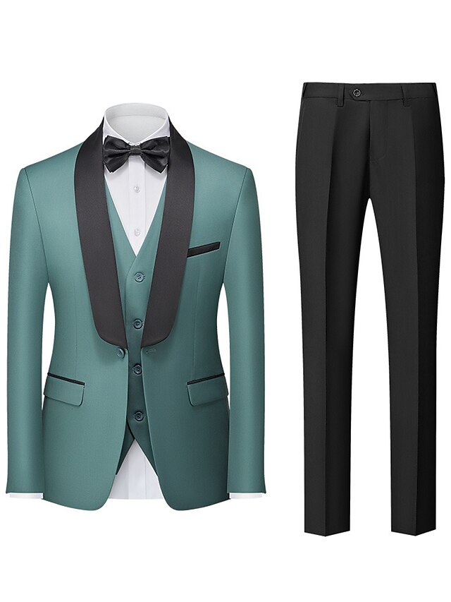 Single-Breasted One-Button Tailored Fit 3-Piece Wedding Suit For Men