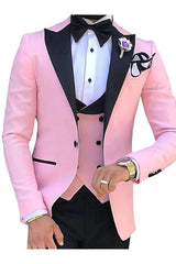 Single-Breasted One-Button Tailored Fit 3-Piece Wedding Suit For Men In Solid Colors