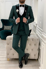 Single-Breasted One-Button Tailored Fit 3-Piece Wedding Suit For Men In Solid Colors