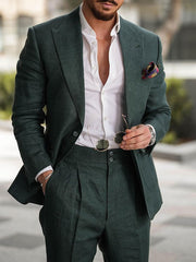 Single-Breasted One-Button Tailored Fit Wedding Suit For Men 2-Piece Set